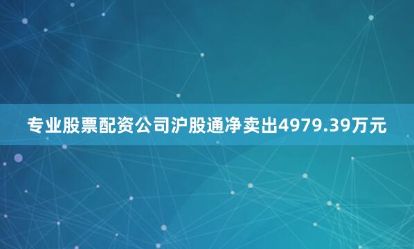 专业股票配资公司沪股通净卖出4979.39万元