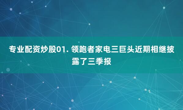 专业配资炒股01. 领跑者家电三巨头近期相继披露了三季报